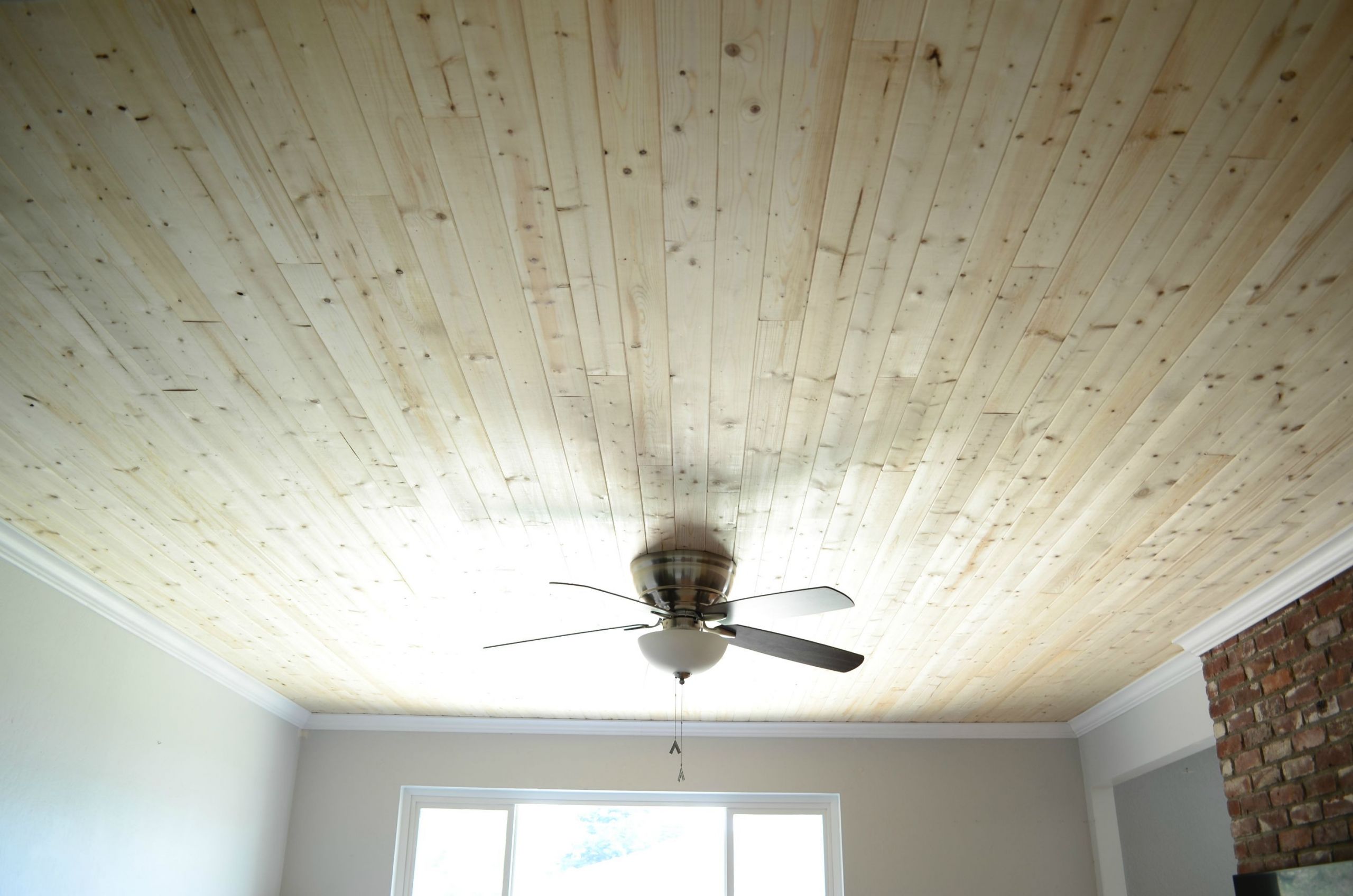 DIY Plank Ceiling
 Plank ceiling over popcorn ceiling DIY