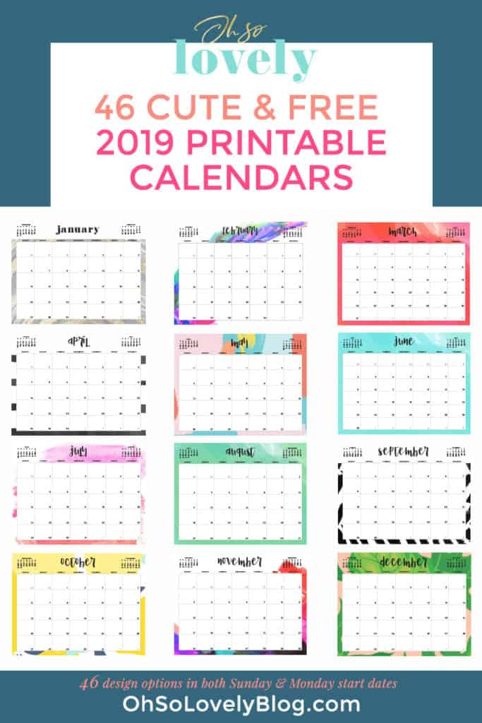 DIY Planner Printables 2019
 Free 2019 printable calendars 46 designs to choose from