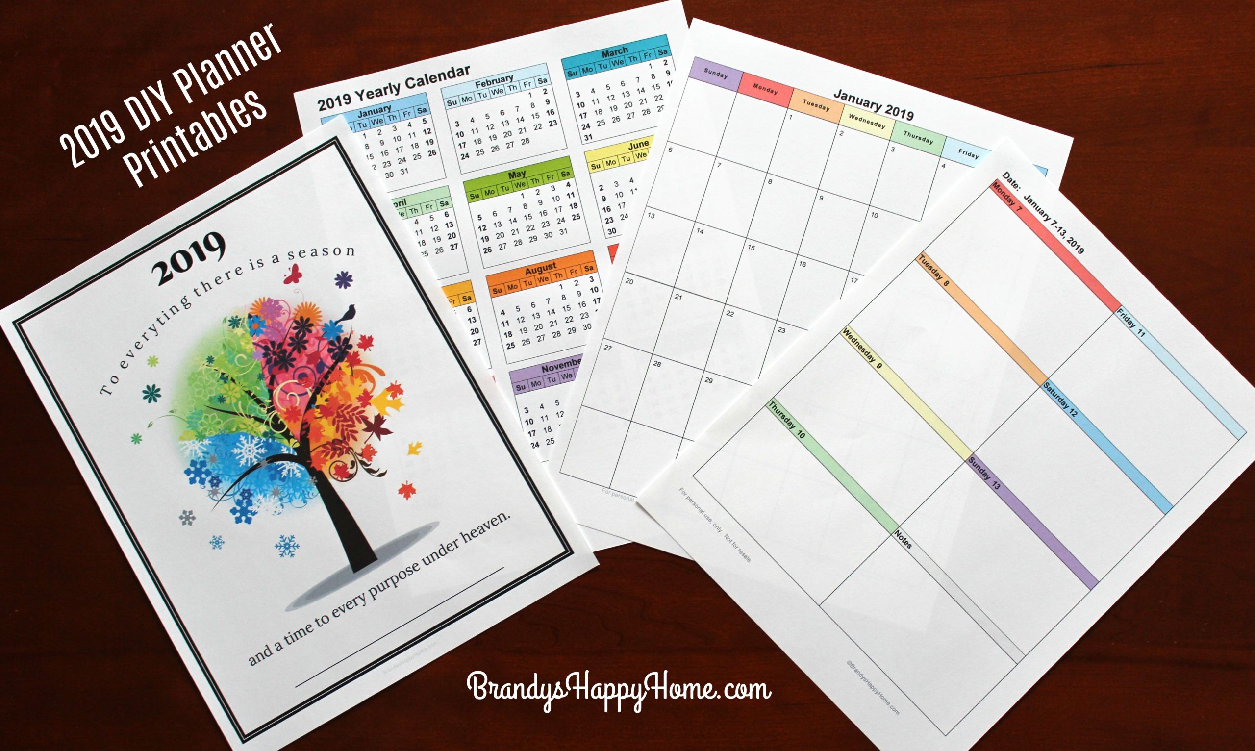 DIY Planner Printables 2019
 FREE 2019 DIY Calendar Planner Printables