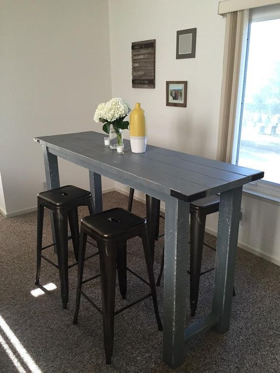 Diy Small Kitchen Table
 Rustic Bar Height Table by ReimaginedWoodcraft on Etsy