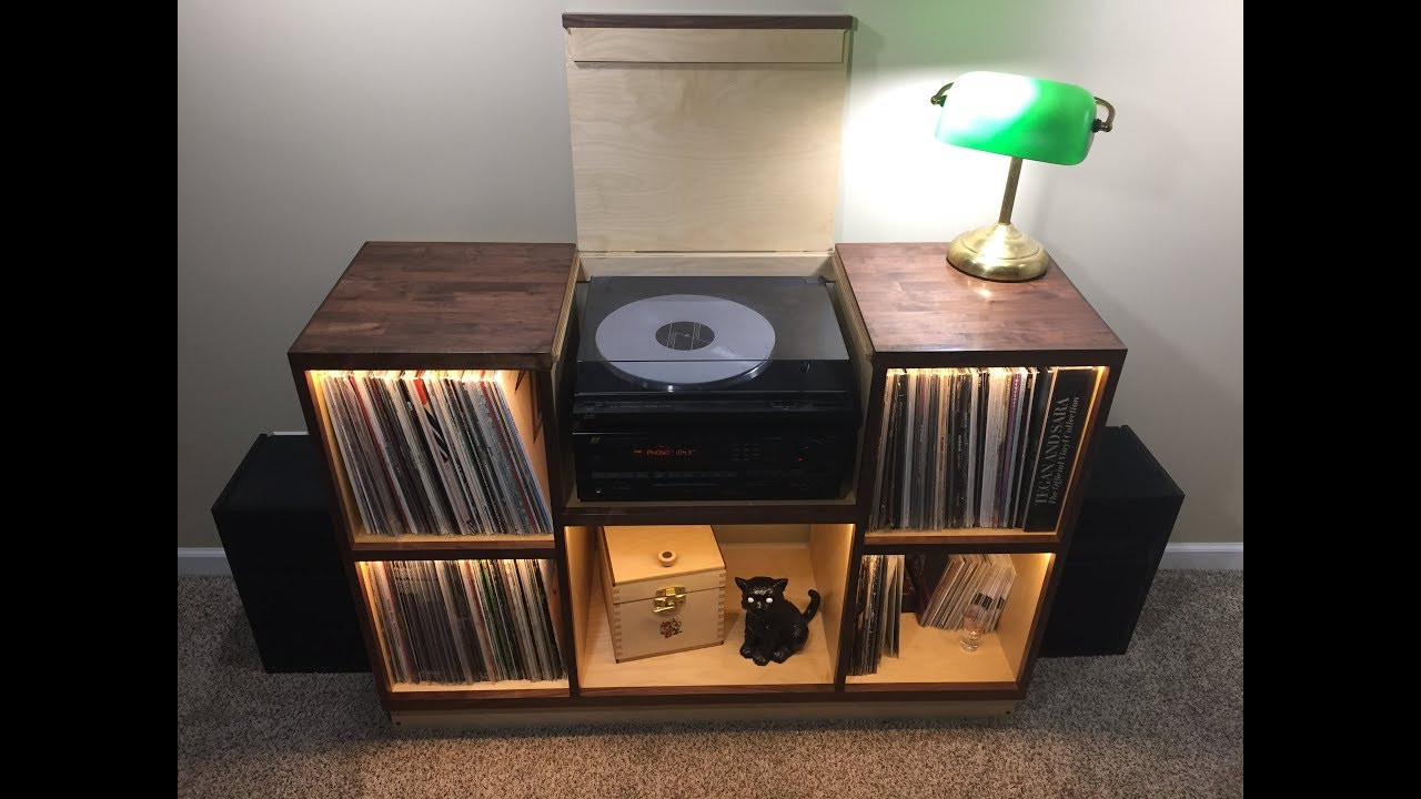 DIY Stereo Cabinet Plans
 Record Player Cabinet Walnut & Birch