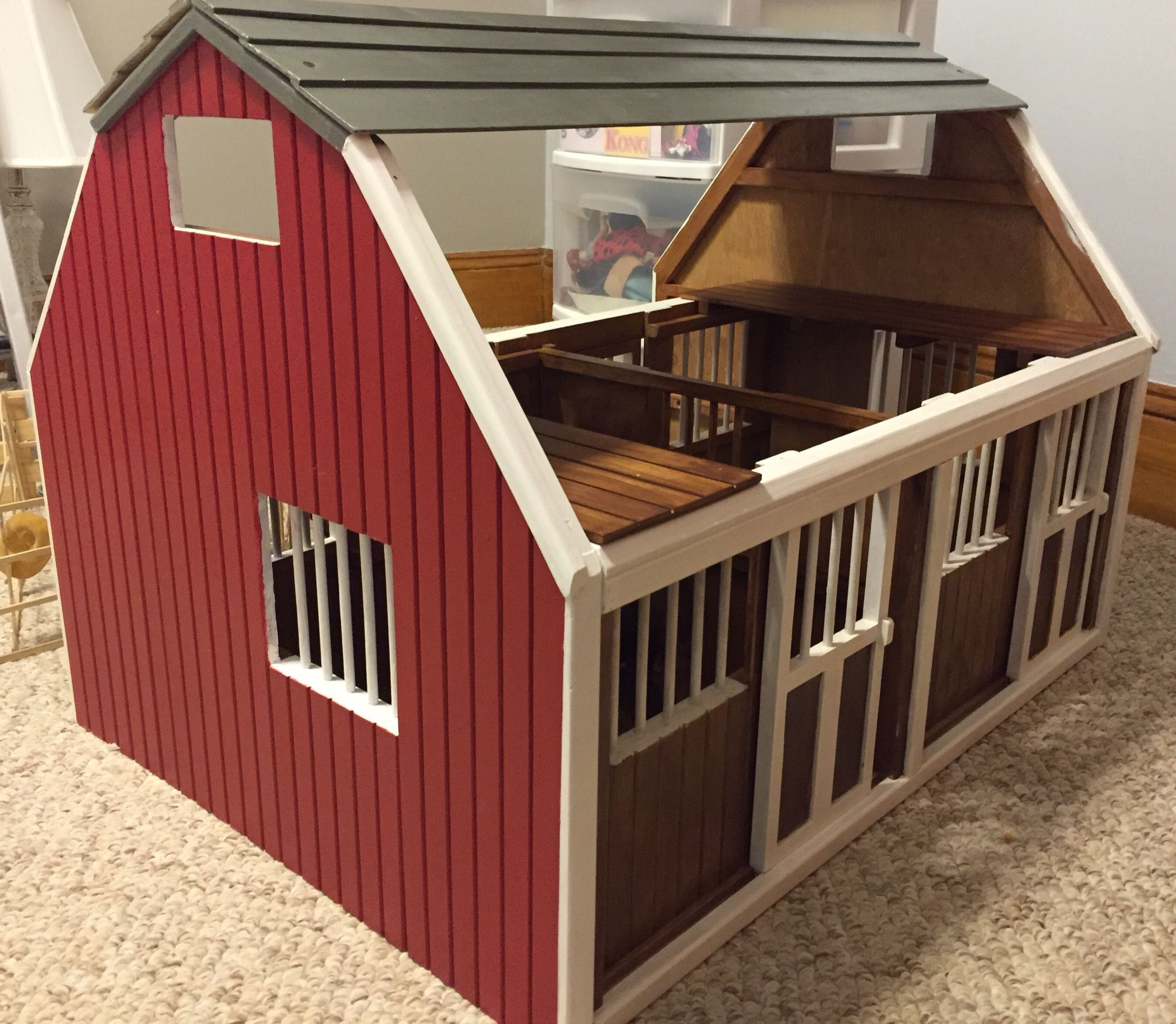 DIY Toy Barn Plans
 Breyer Horse Barn painted by me for her collection The