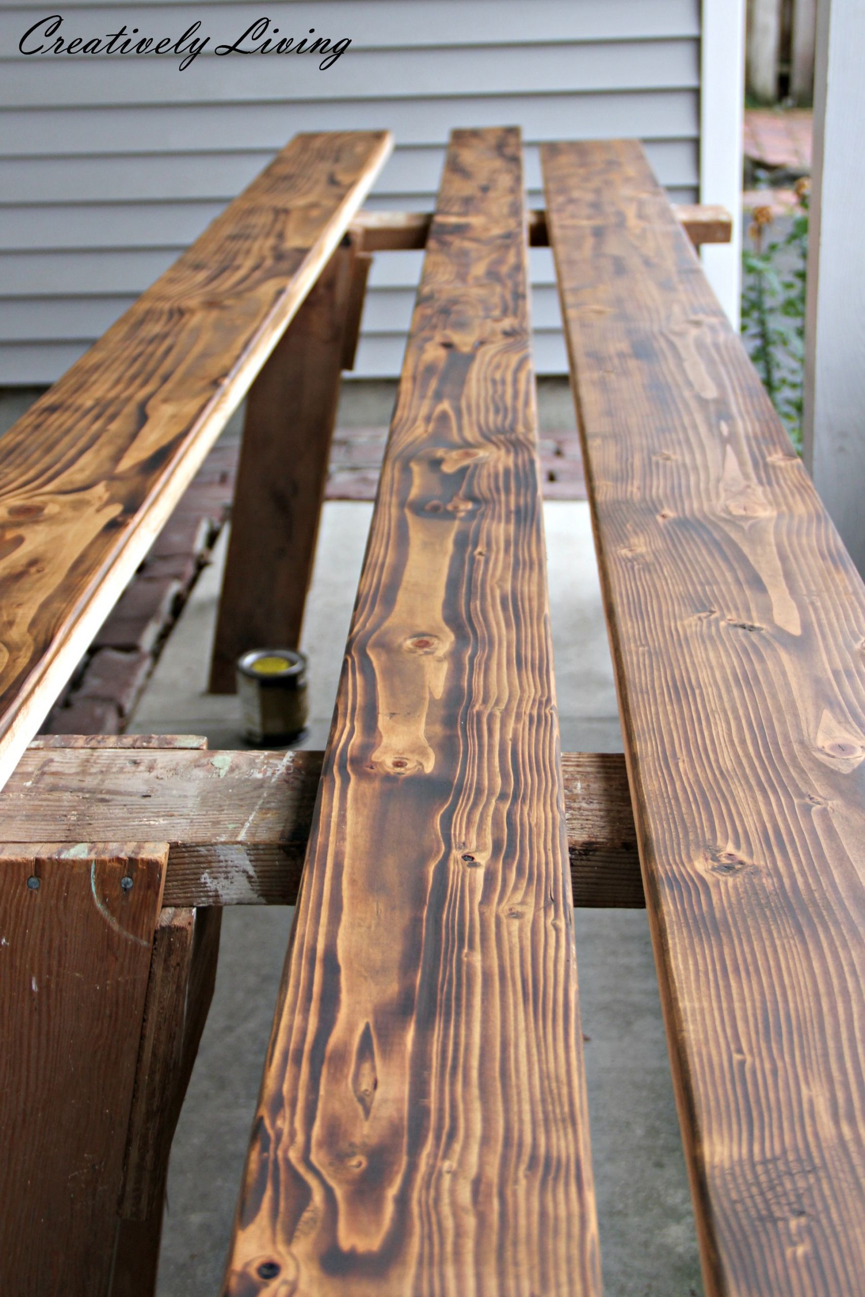 DIY Wood Plank Countertops
 Torched DIY Rustic Wood Counter Top for Under $50 by