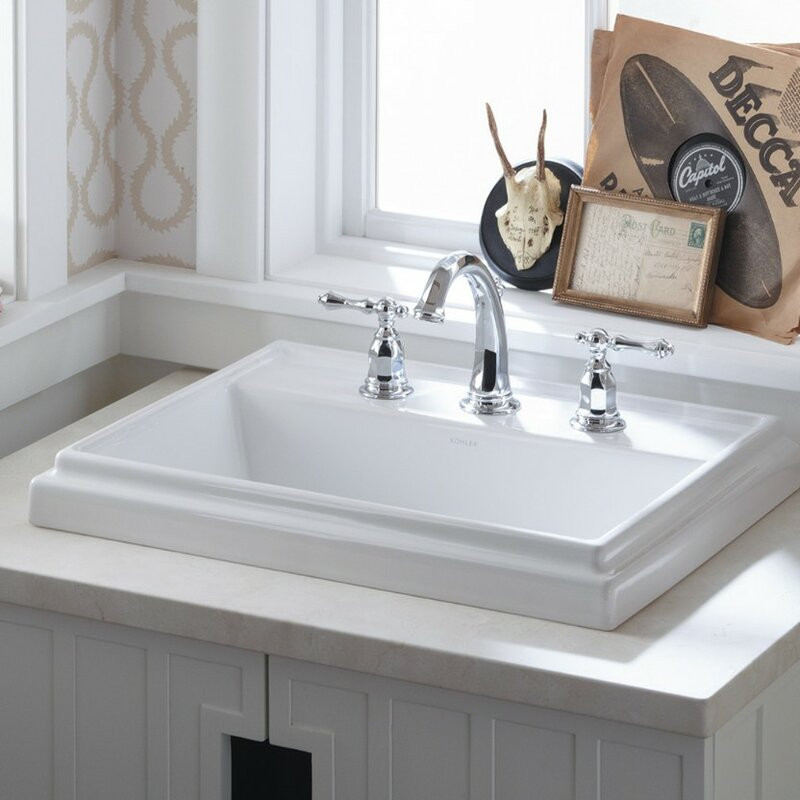 Drop In Bathroom Sinks
 Tresham Ceramic Rectangular Drop In Bathroom Sink with