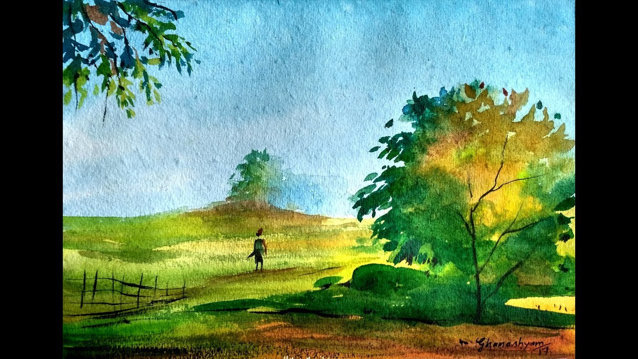 Easy Landscape Paintings
 How to draw simple Landscape Painting in Watercolor