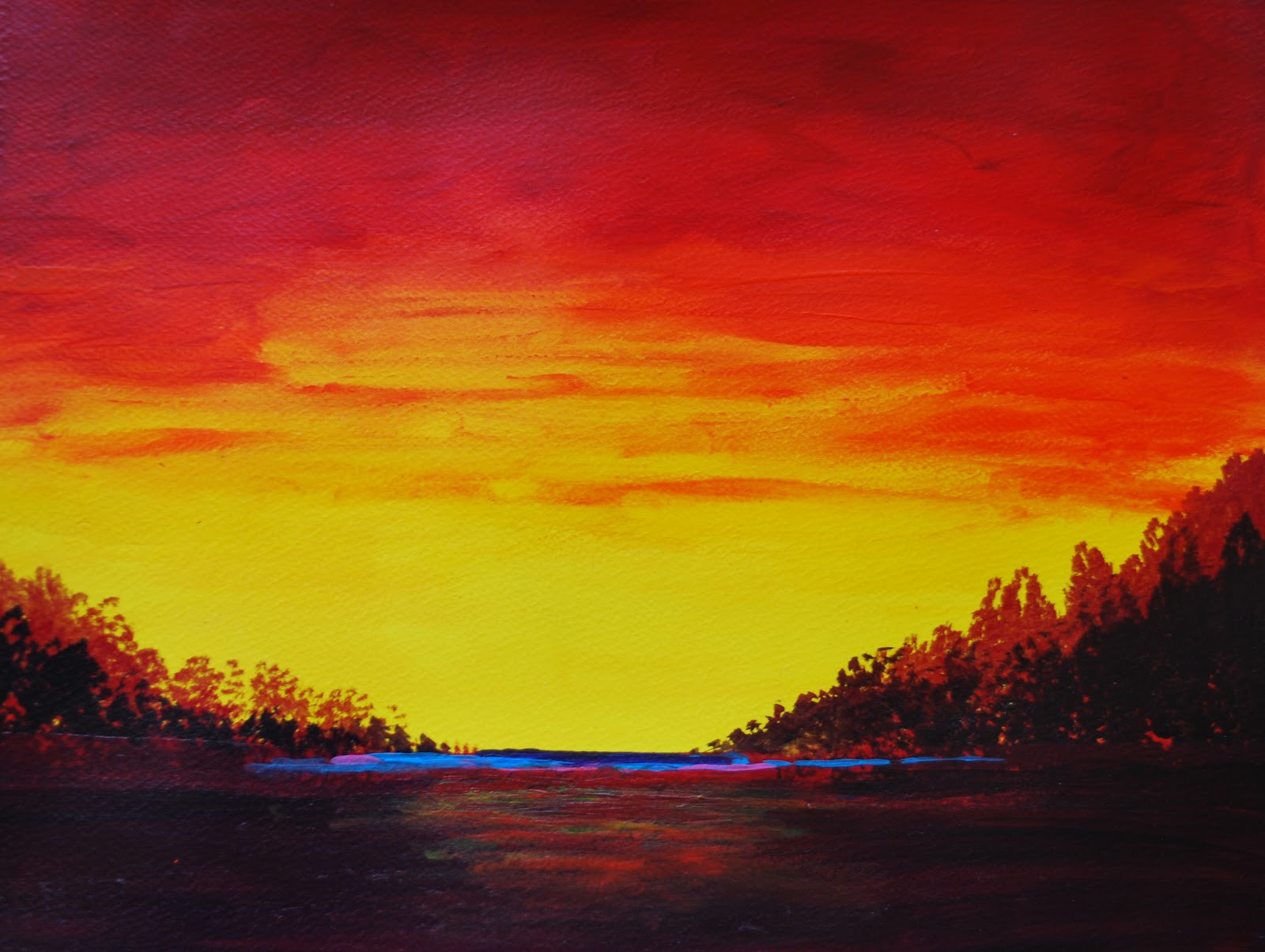 Easy Landscape Paintings
 Shirleen Bland s Art Studio Tutorial for Beautiful Sunset