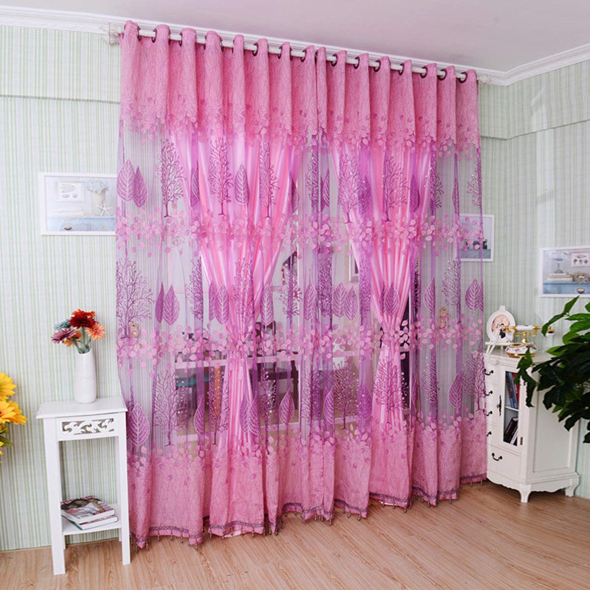 Ebay Curtains For Living Room
 US Floral Voile Window Curtain Blackout Tulle Curtain