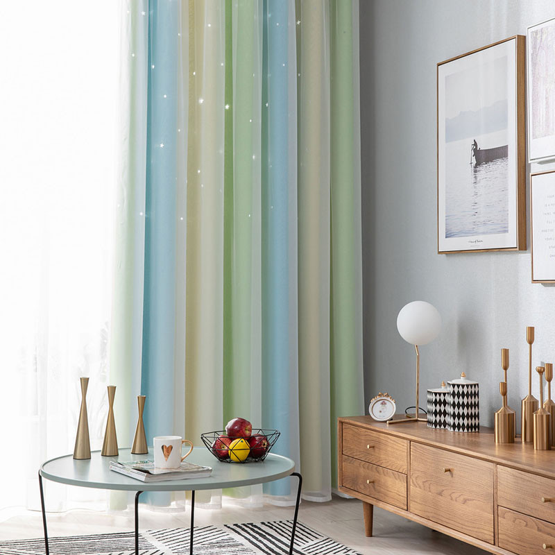 Ebay Curtains For Living Room
 2 Layered Stars Window Curtain Blackout & Tulle Drapes
