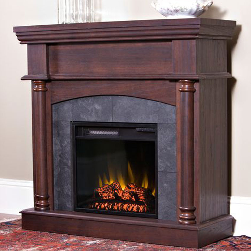 Electric Corner Fireplace
 Chimney Free Wexford Convertible Cabinet Brown Cherry & 18