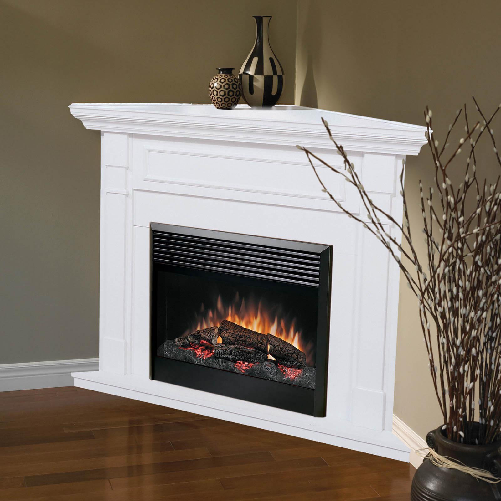 Electric Corner Fireplace
 Dimplex Baxter Corner Electric Fireplace White at Hayneedle
