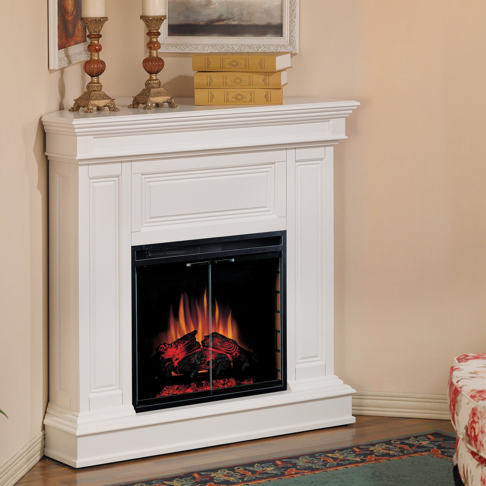 Electric Corner Fireplace
 Classic Flame Corner Phoenix Electric Fireplace White at