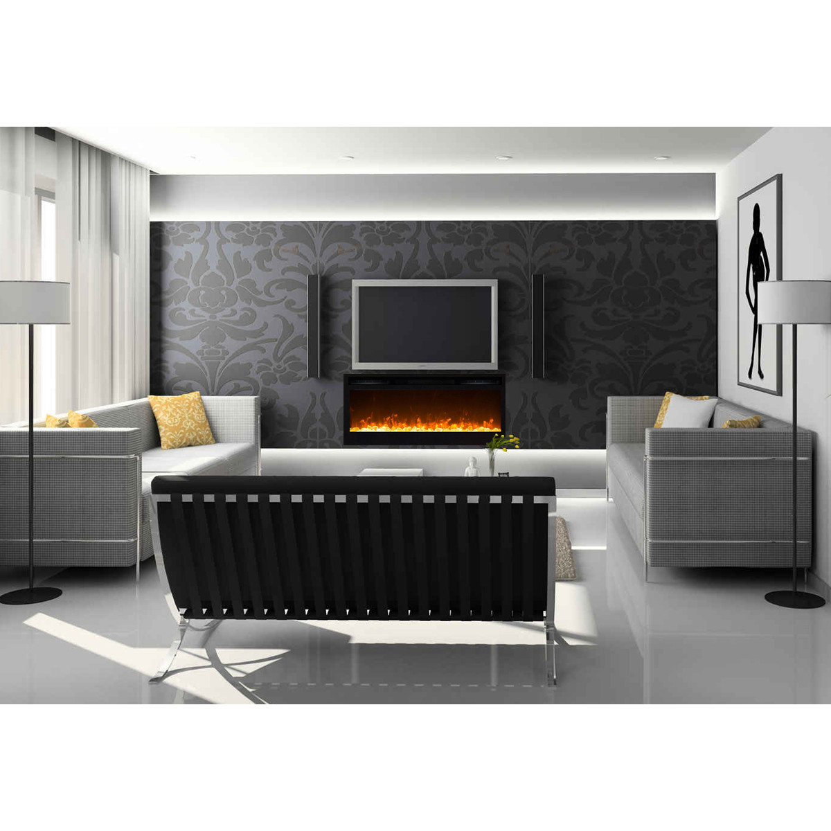 Electric Fireplace Recessed
 Moda Flame 36 Inch Cynergy Crystal Built In Recessed Wall