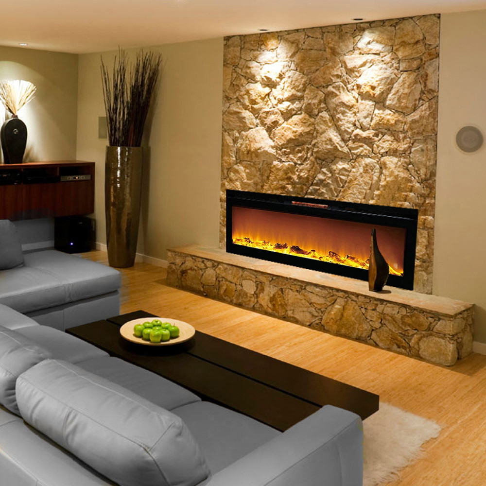 Electric Fireplace Recessed
 Ryan Rove Astoria 60"Built Ventless Heater Recessed Wall