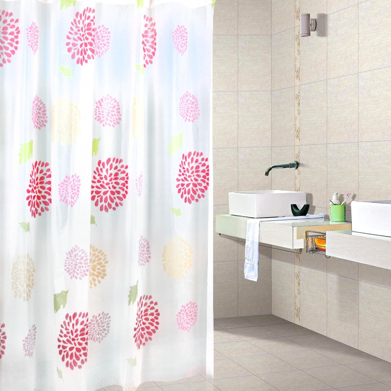 Elegant Bathroom Shower Curtains
 PVEA Elegant Pink Shower Curtain 180x180cm Waterproof