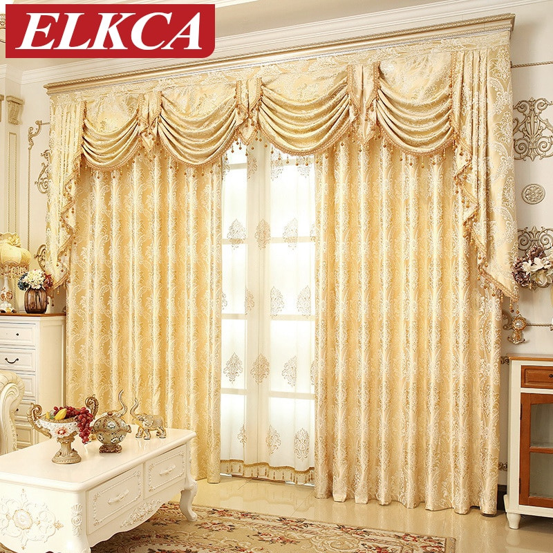 Elegant Curtains For Living Room
 European Golden Royal Luxury Curtains for Bedroom Window