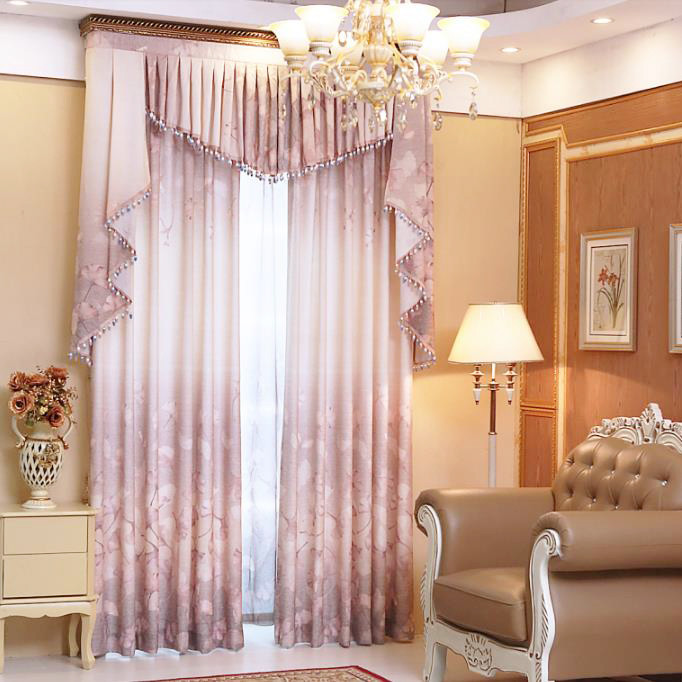 Elegant Curtains For Living Room
 Pink Floral Print Linen Bedroom or Living Room Elegant