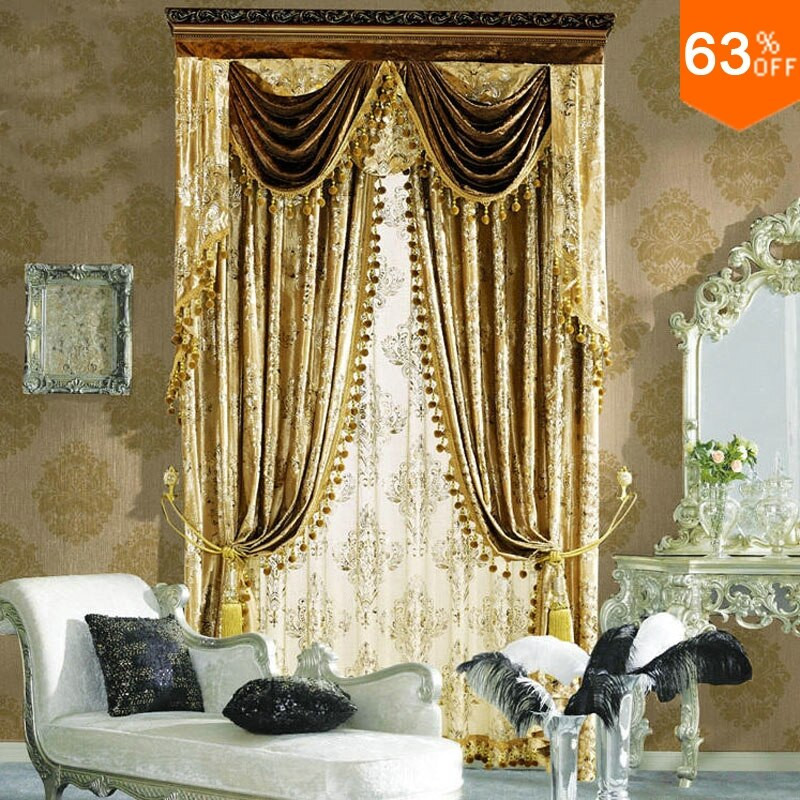 Elegant Living Room Curtains
 Aliexpress Buy Golden flowers Press on Small fur