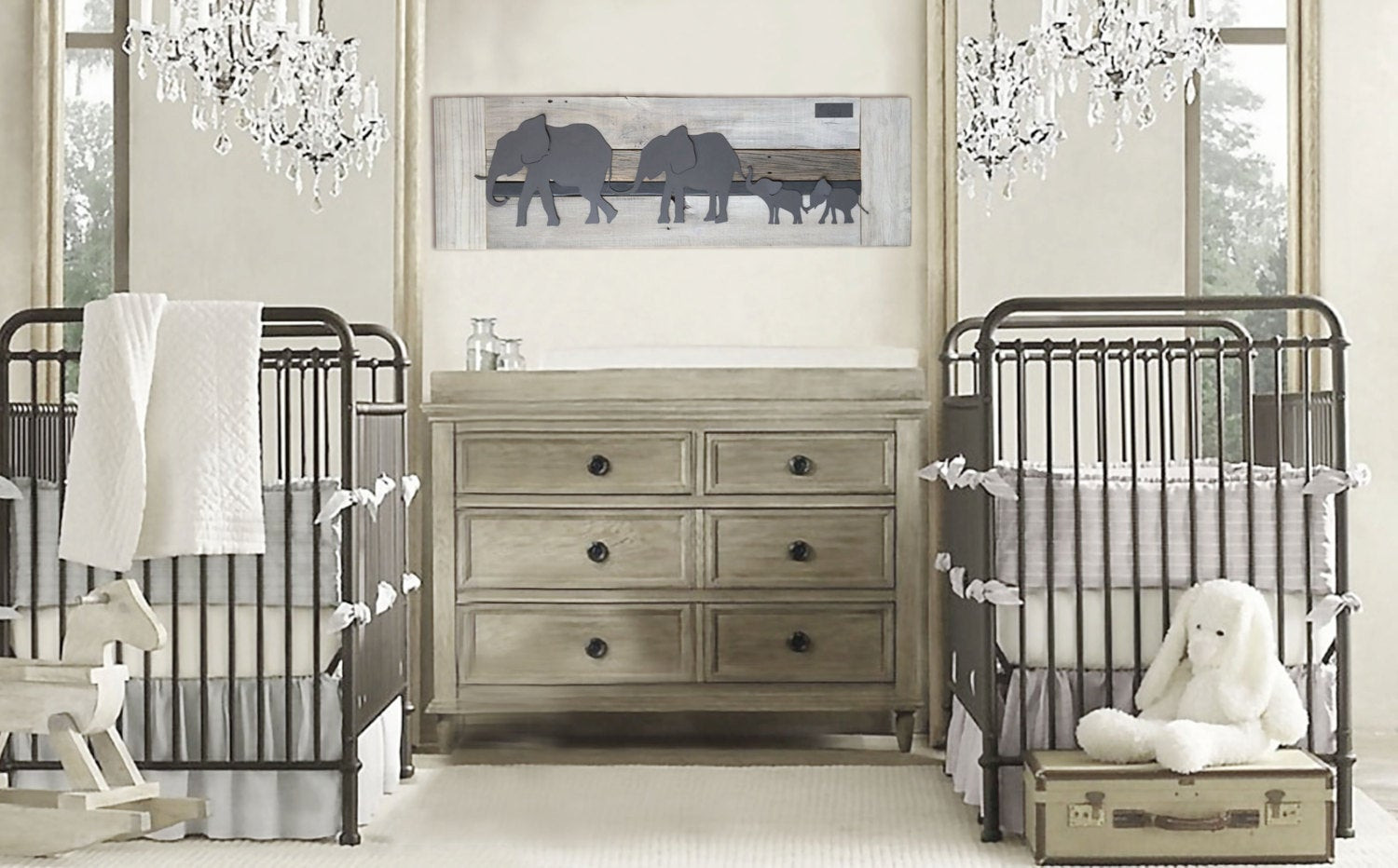 Elephant Decor For Baby Nursery
 Elephant twin nursery wall art Nursery room decor for twins