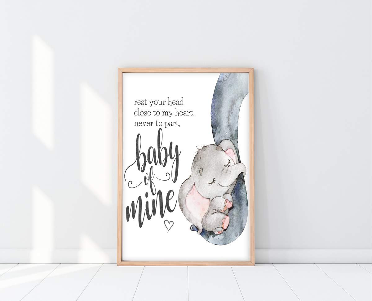 Elephant Decor For Baby Nursery
 Elephant Nursery Decor Baby Mine Print