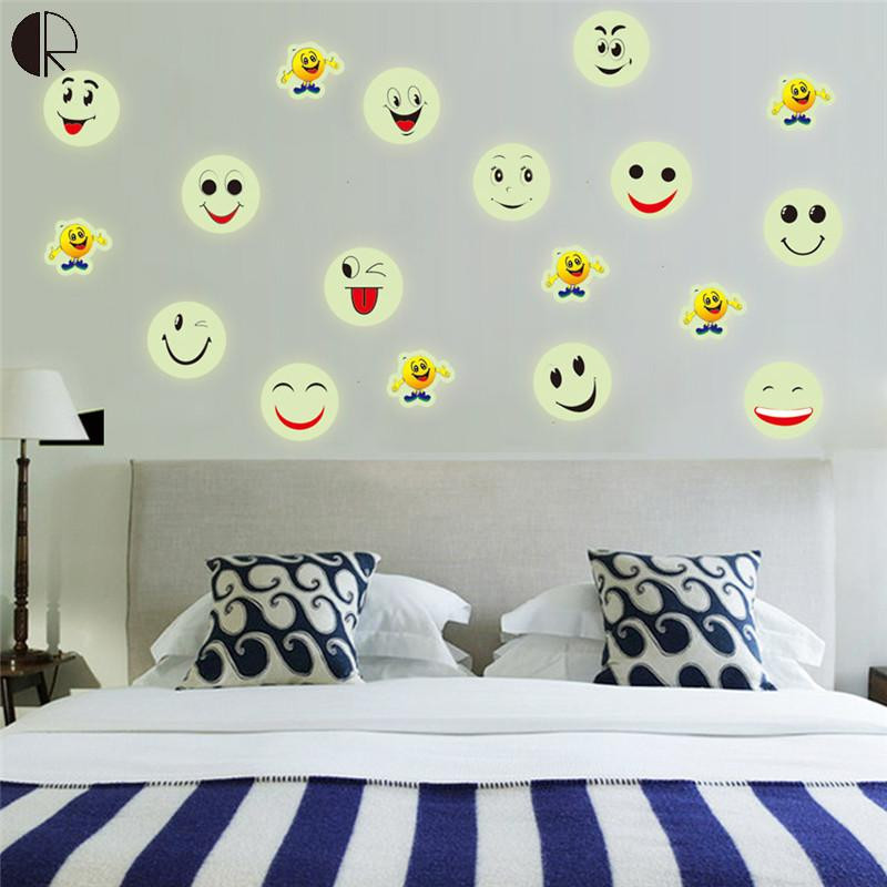 Emoji Wallpaper For Bedroom
 Luminous Emoji Wall Sticker Home Decoration Vinyls Wall