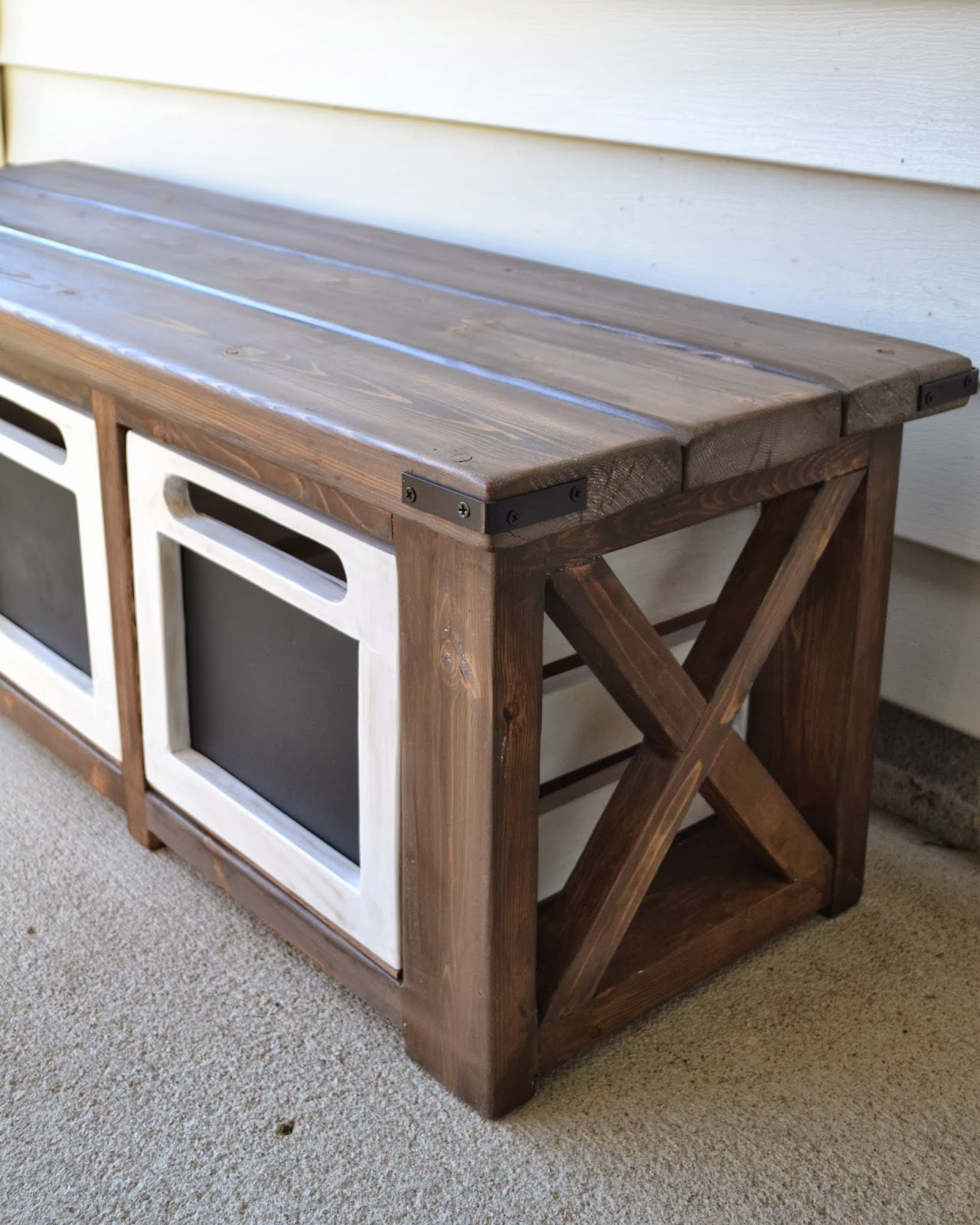 Entryway Bench With Shoe Storage
 The Domestic Doozie Custom Entryway Bench with Chalkboard