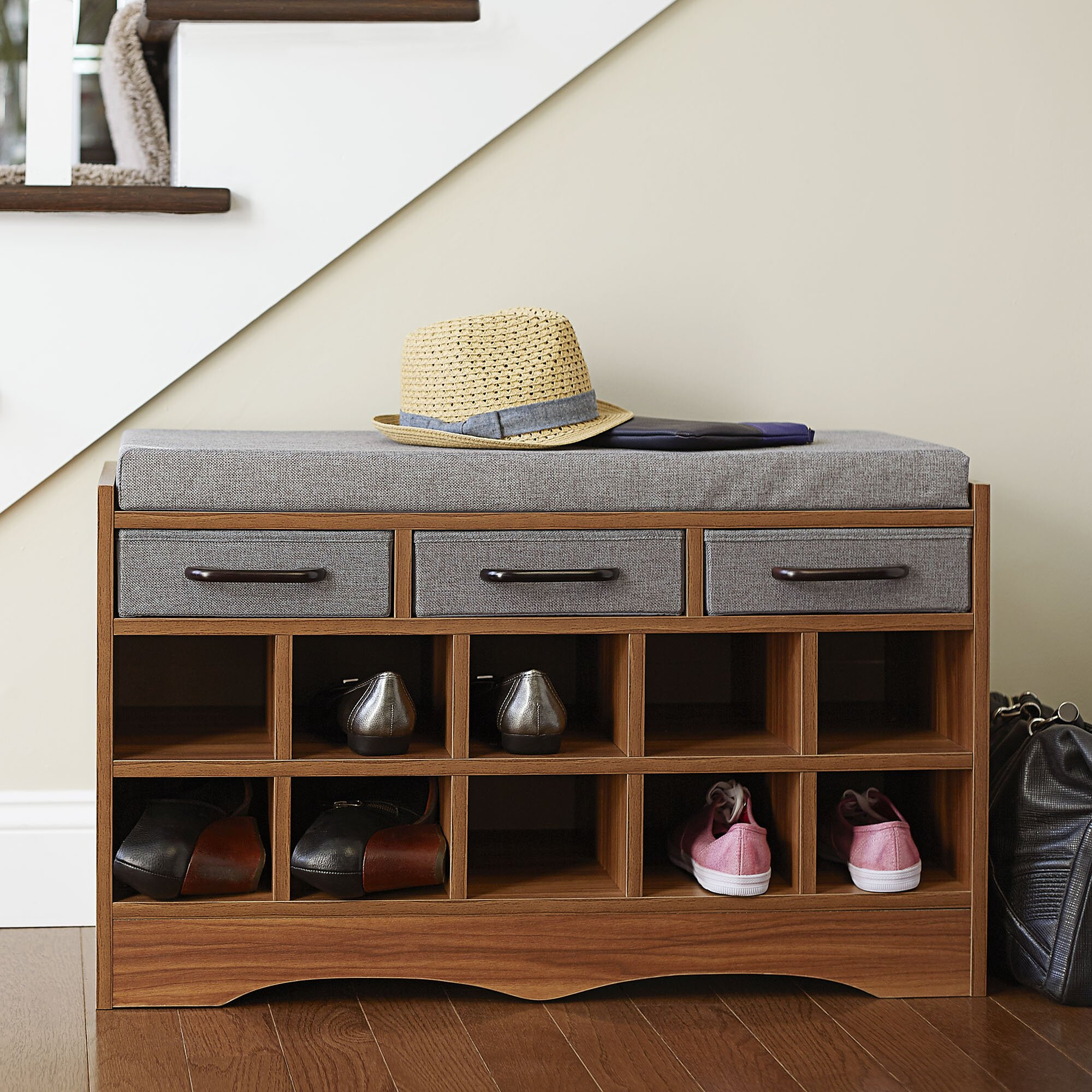 Entryway Bench With Shoe Storage
 Household Essentials Entryway Shoe Storage Bench & Reviews