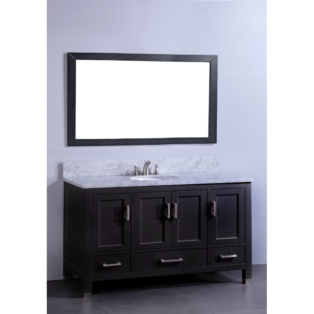 Espresso Bathroom Mirror
 Marble Top 60 inch Single Sink Espresso Bathroom Vanity