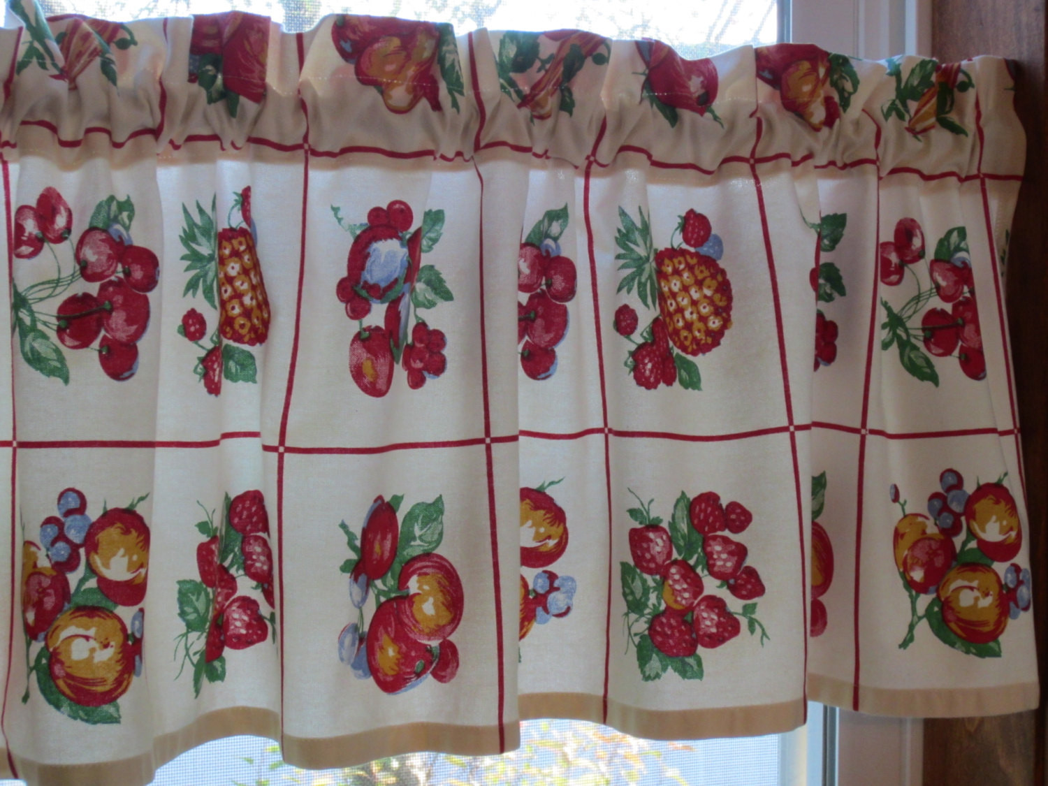 Fabric For Kitchen Curtain
 Retro Kitchen Curtain Valance New Fabric 48 X 13 1 2 Fruit