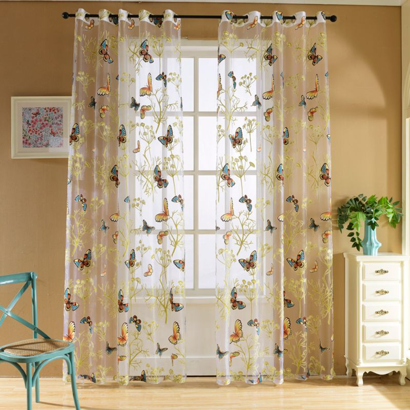 Fabric For Kitchen Curtain
 Butterfly Curtain Panel Roman Window Valance Home Kitchen