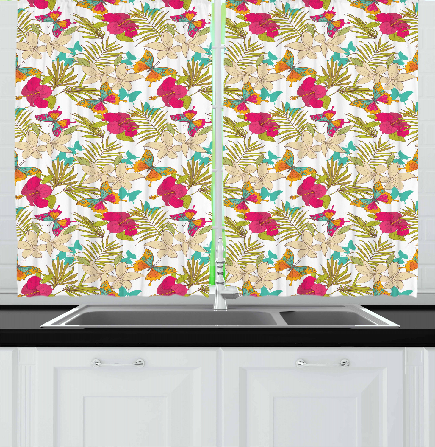 Fabric For Kitchen Curtain
 Vintage Fabric Kitchen Curtains 2 Panel Set Window Drapes