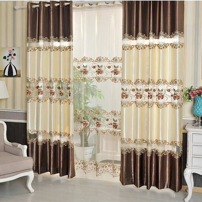 Fabric For Kitchen Curtain
 Flower Embroidered Chinese Luxury Design Curtains Fabric