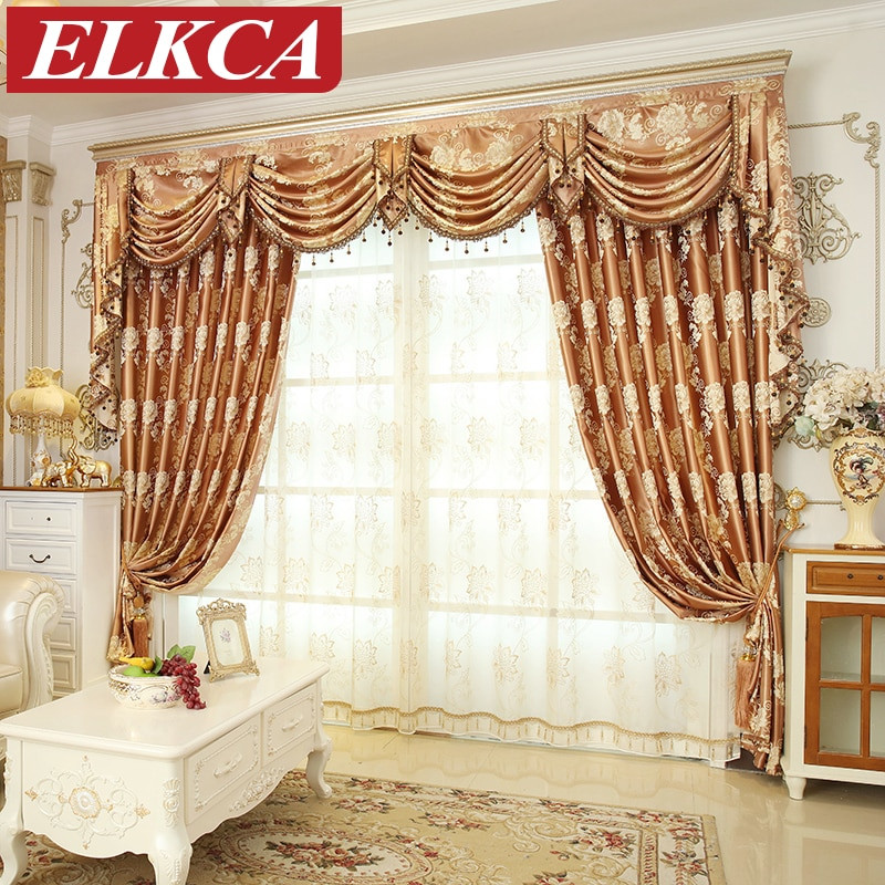 Fancy Living Room Curtains
 European Jacquard Floral Luxury Curtains for Living Room