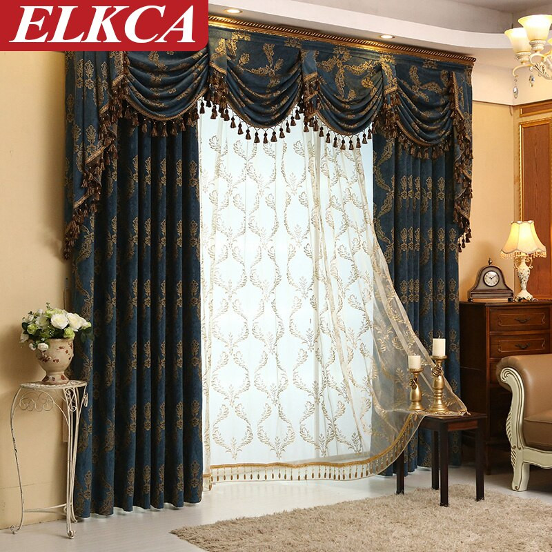 Fancy Living Room Curtains
 Modern Jacquard Luxury Curtains for Living Room European