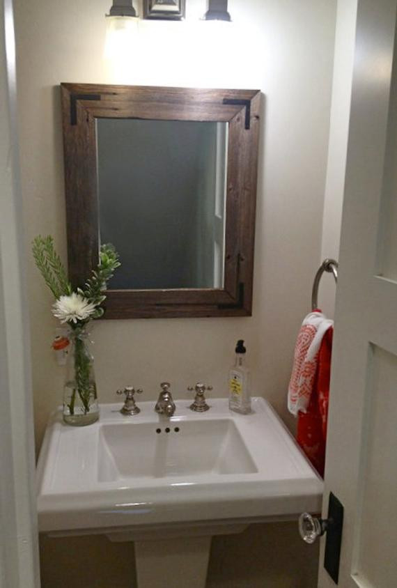 Farmhouse Bathroom Mirrors
 24x30 Reclaimed Wood Bathroom Mirror Rustic by HurdandHoney