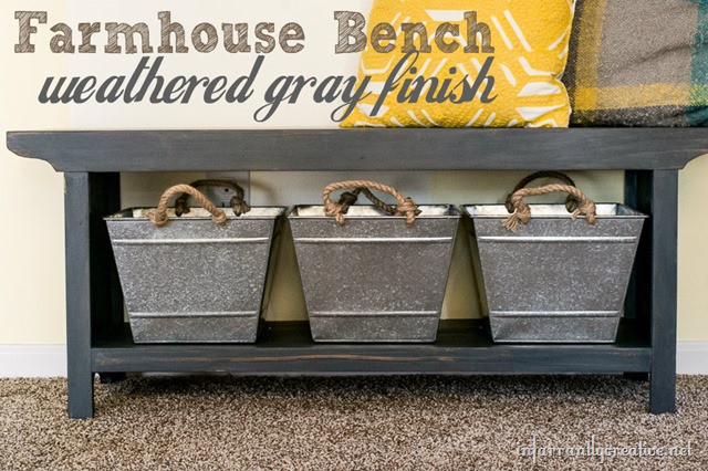 Farmhouse Bench With Storage
 Farmhouse Bench with Weathered Gray Finish Infarrantly