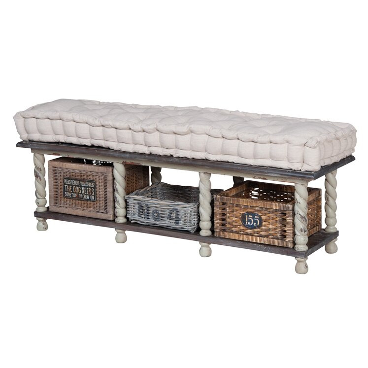 Farmhouse Bench With Storage
 August Grove Bella Farmhouse Wood Storage Bedroom Bench