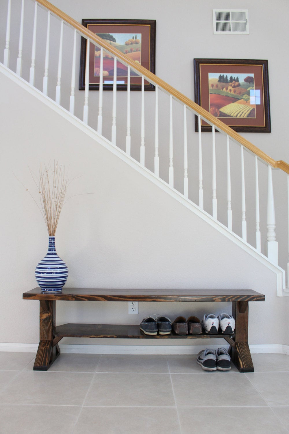 Farmhouse Bench With Storage
 Solid Wood Farmhouse Entry Bench storage bench shoe bench
