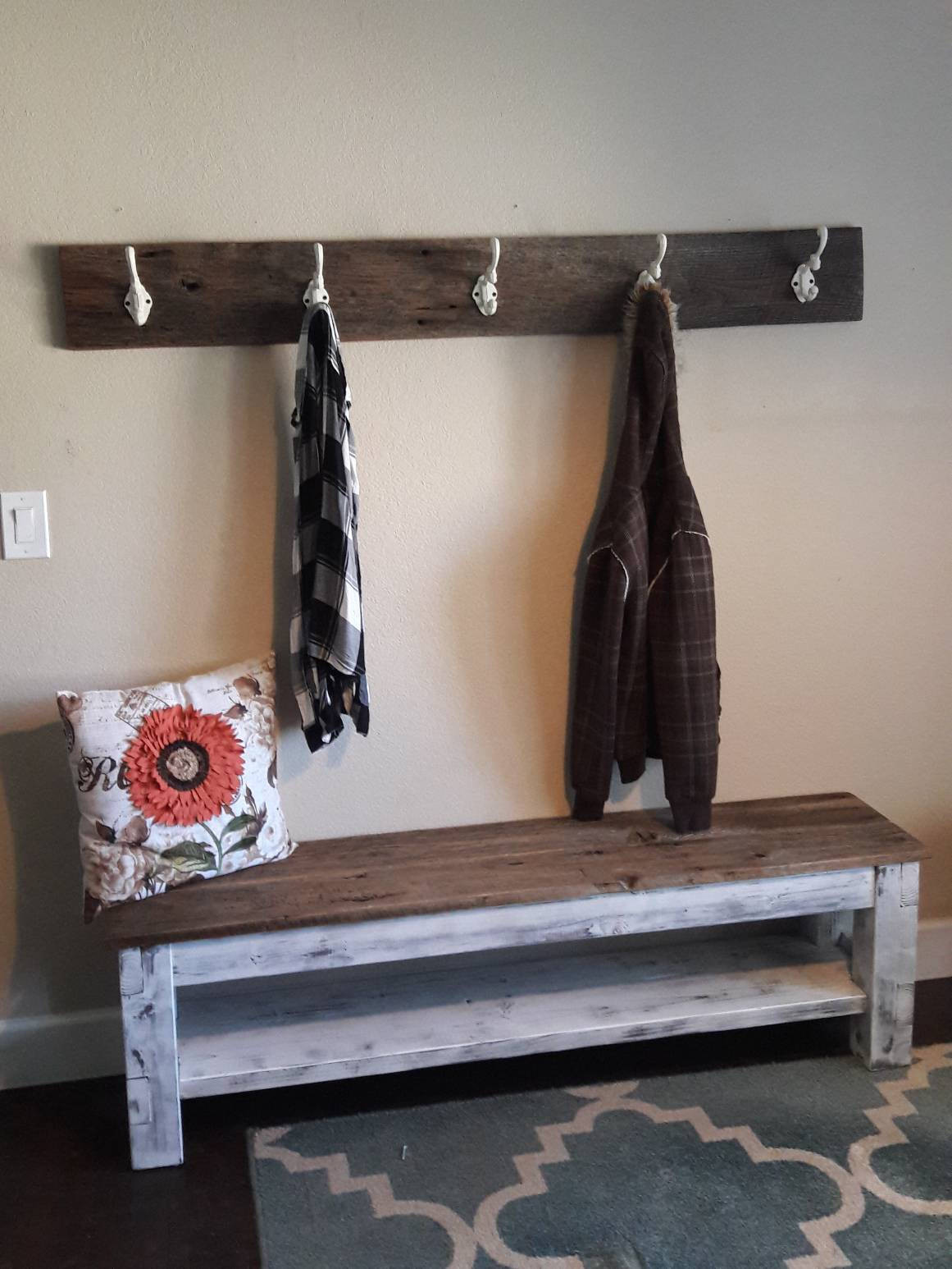 Farmhouse Bench With Storage
 Entryway bench Farmhouse storage bench shoe storage bench
