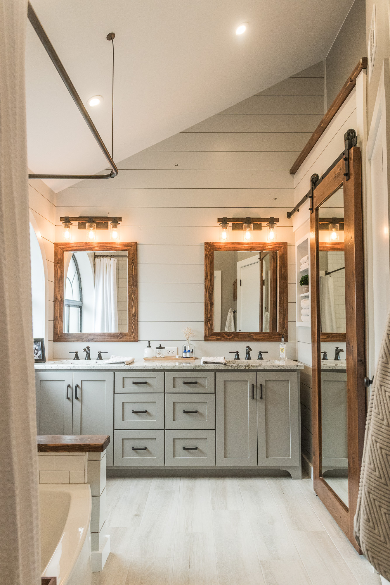 Farmhouse Master Bathroom
 Modern Farmhouse Bathroom Inspiration • Jillian Lare Des