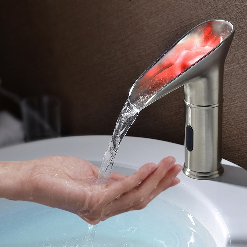 Faucets For Bathroom Sinks
 LED Single Hole Touchless Electronic Bathroom Sink
