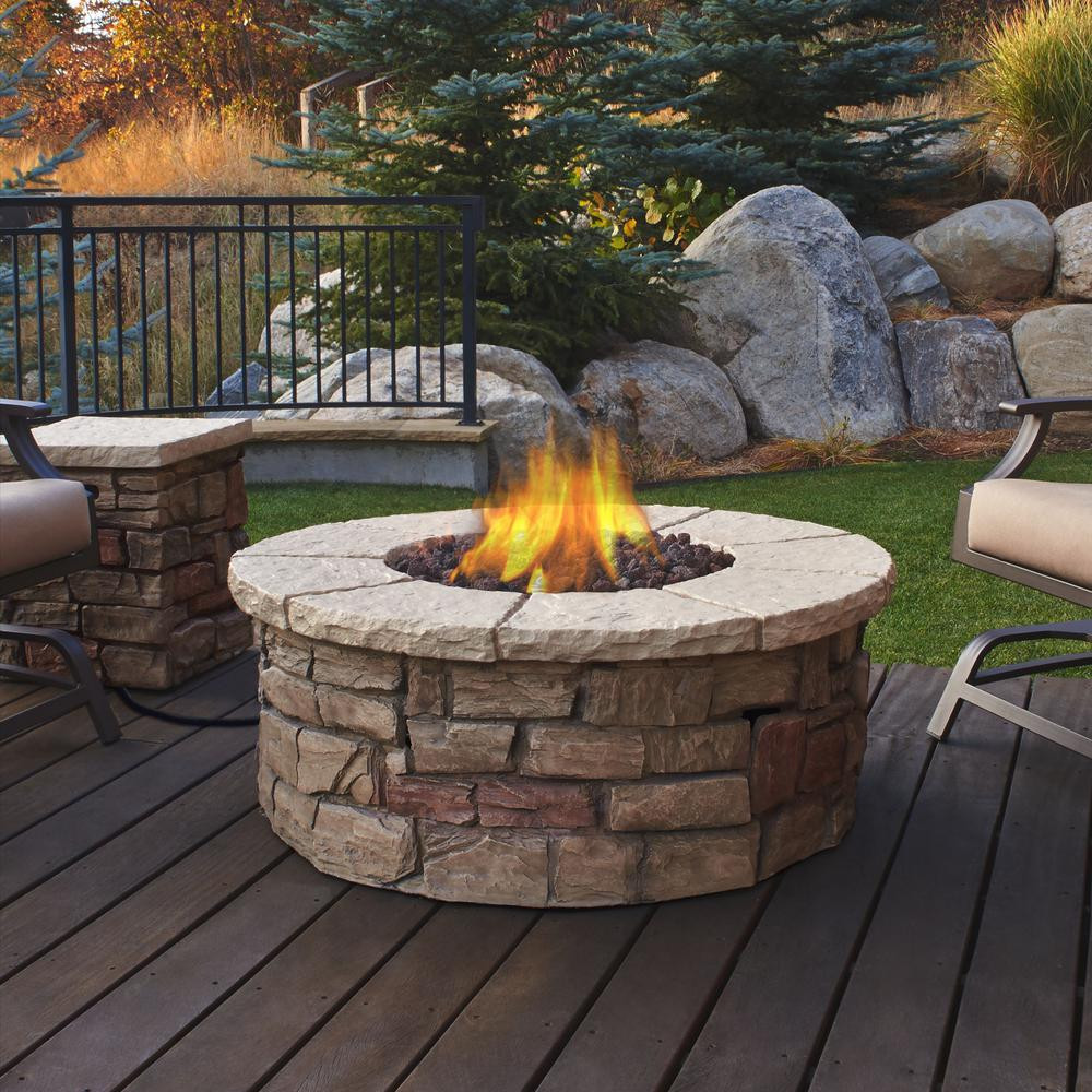 Firepit Or Fire Pit
 Real Flame Sedona 43 in x 17 in Round Fiber Concrete