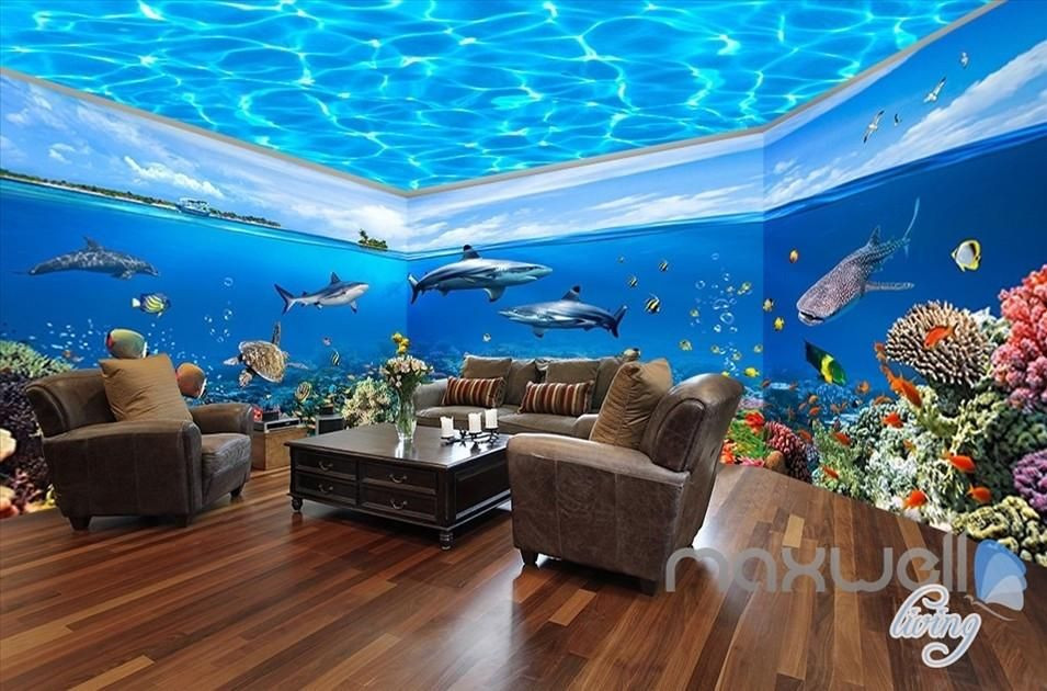 Fish Tanks For Kids Rooms
 Fish tank ocean park theme space entire room wallpaper