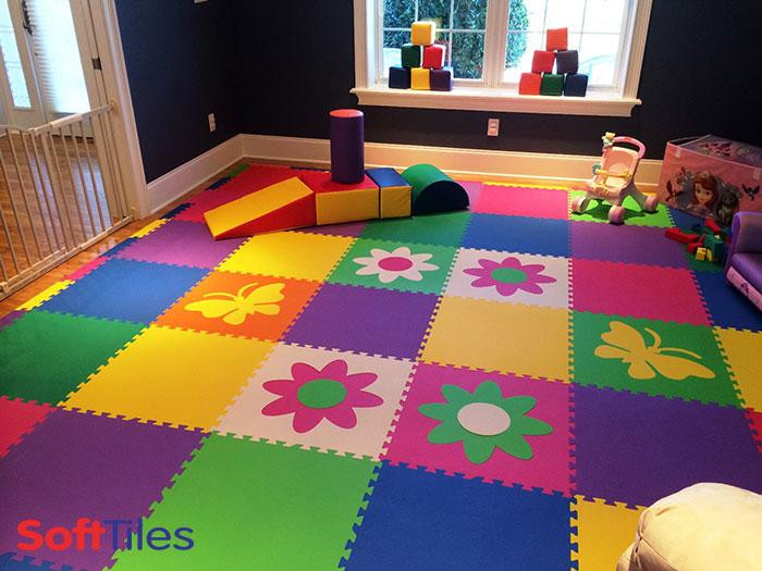 Floor For Kids Room
 Colorful Kids Playroom using SoftTiles Flowers and