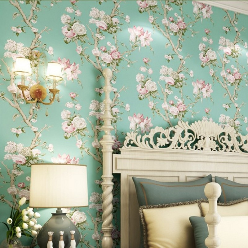 Flower Bedroom Wallpaper
 Free Shipping American countryside pastoral flower