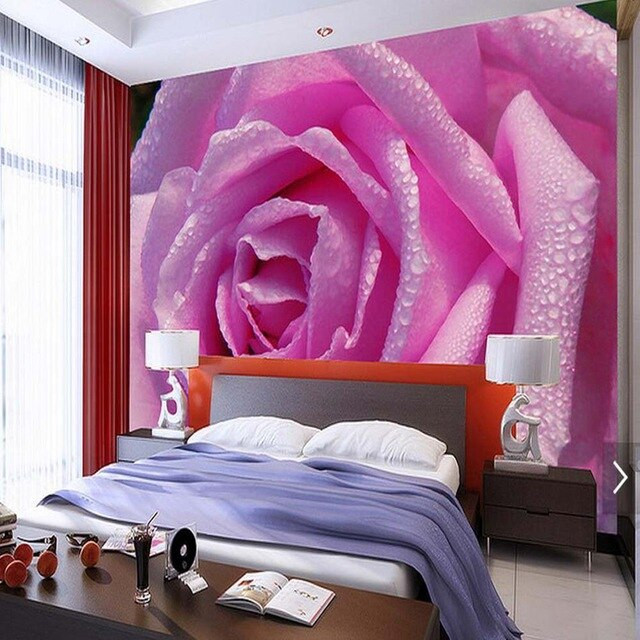 Flower Bedroom Wallpaper
 Pink Rose Flower Wallpapes 3D Bedroom Wall Paper Floral