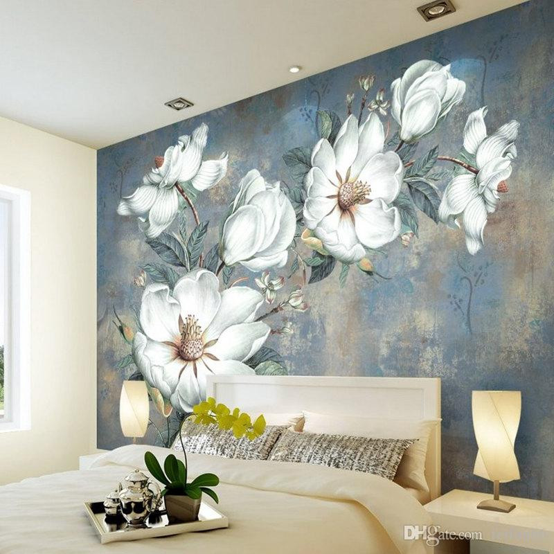 Flower Bedroom Wallpaper
 Custom Flowers Wallpaper 3D Retro Rose Murals for the