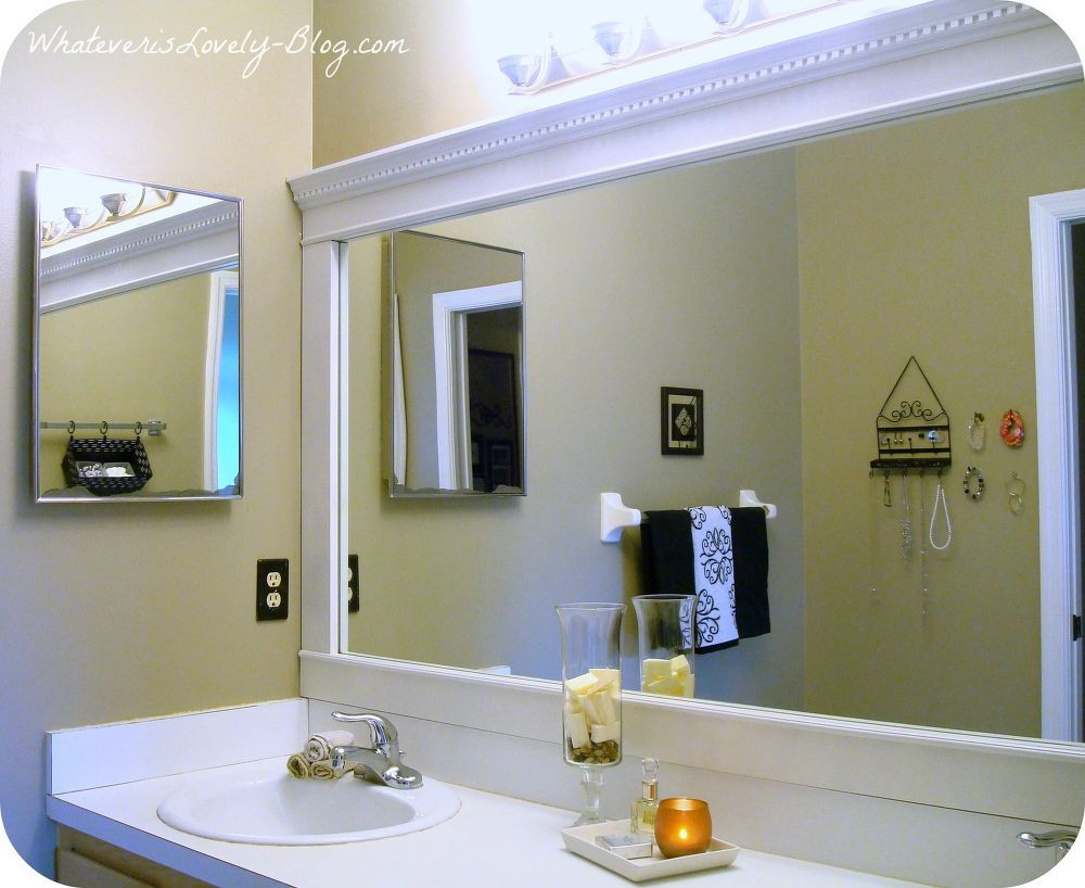 Framed Bathroom Mirror Ideas
 Bathroom Mirror Framed with Crown Molding