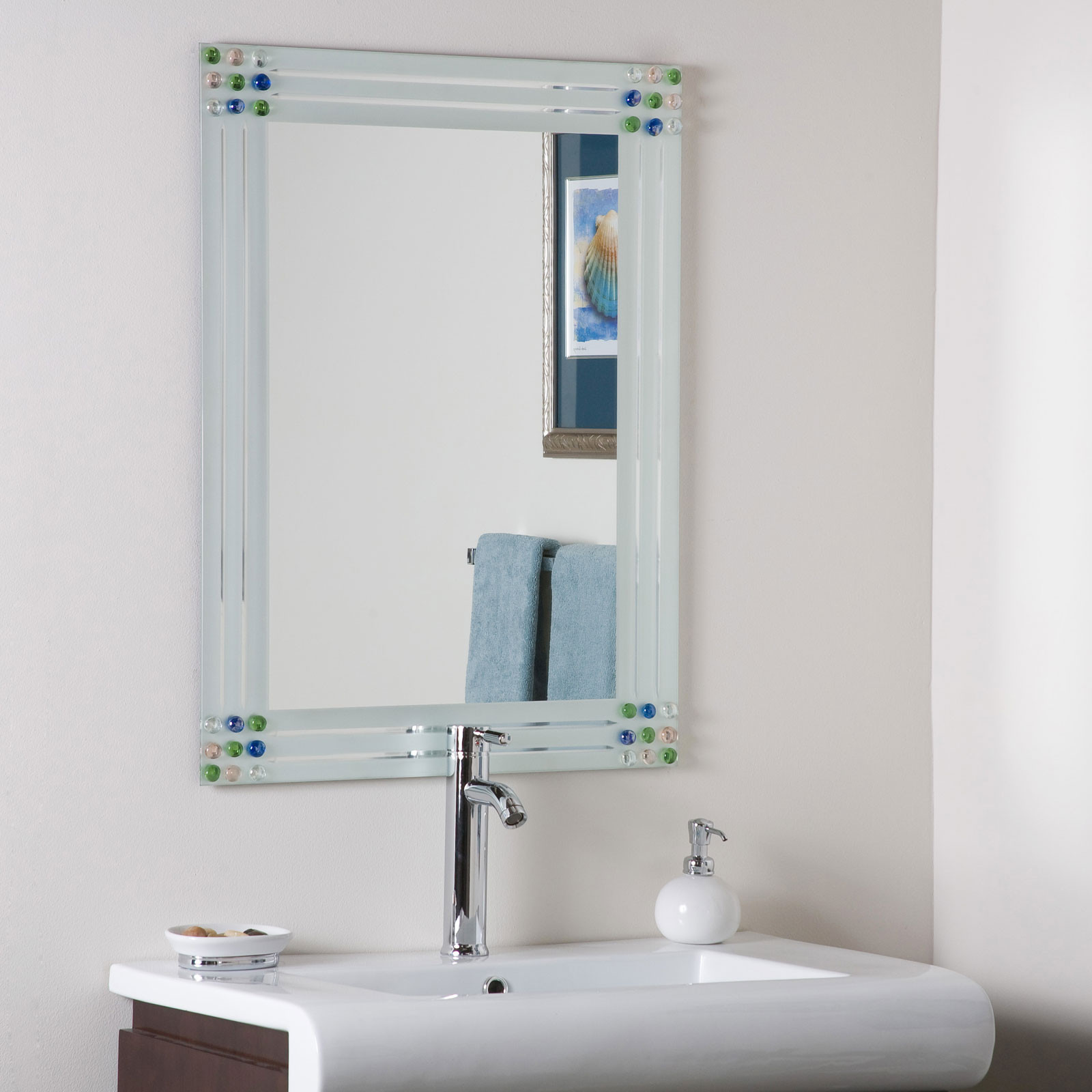 Frameless Bathroom Mirrors
 Bejeweled Frameless Bathroom Mirror by Decor Wonderland in