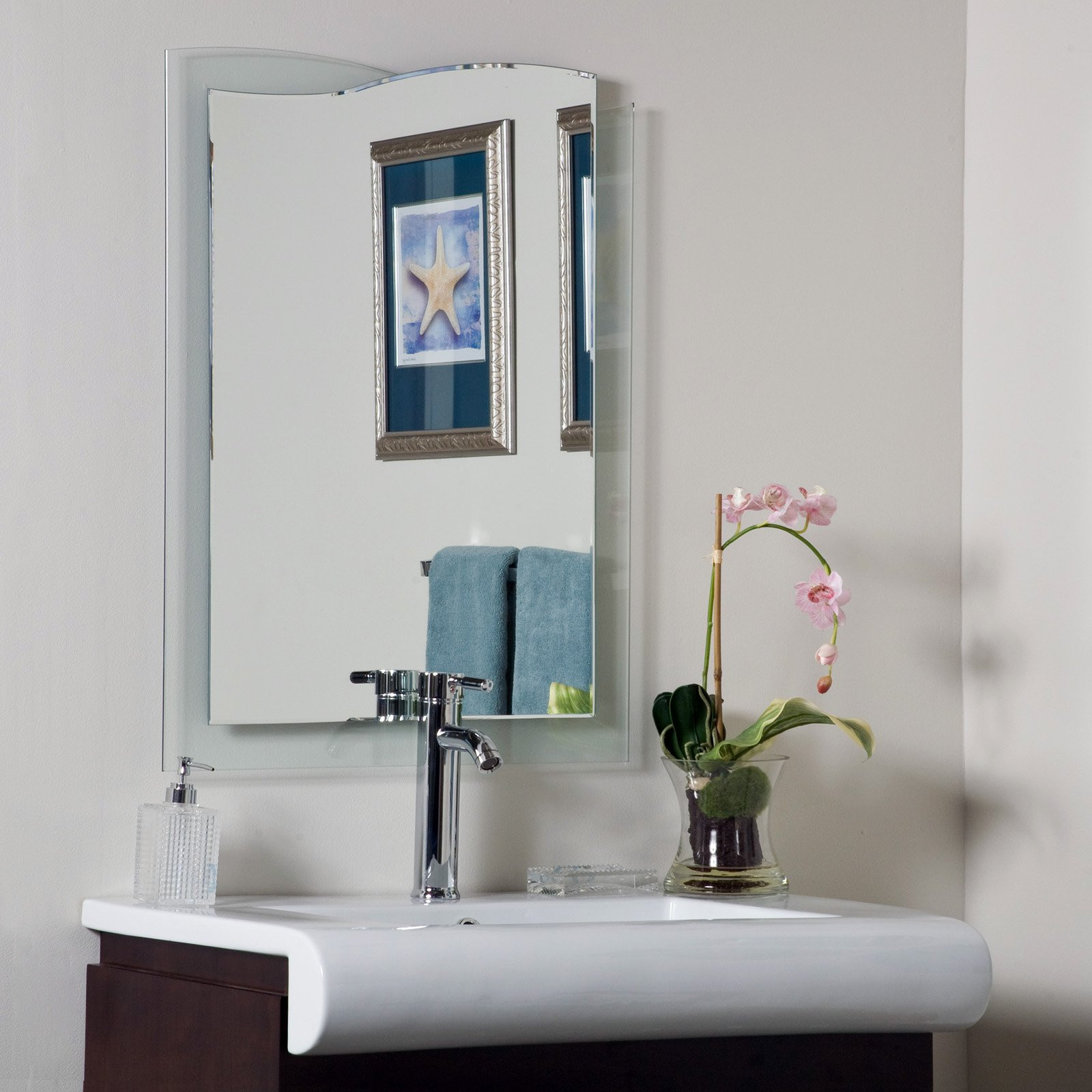 Frameless Bathroom Mirrors
 Décor Wonderland Tula Modern Frameless Bathroom Mirror