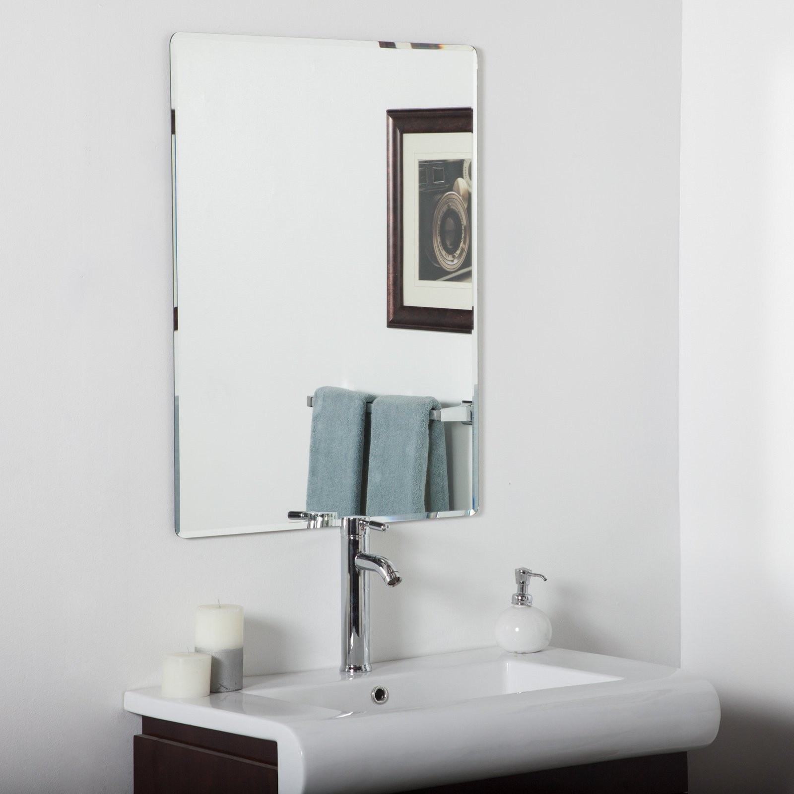 Frameless Bathroom Mirrors
 Décor Wonderland Vera Frameless Bathroom Wall Mirror 24W